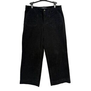Liverpool Crop Wide Leg Micro Corduroy Patch Pocket Black Pants Size 10